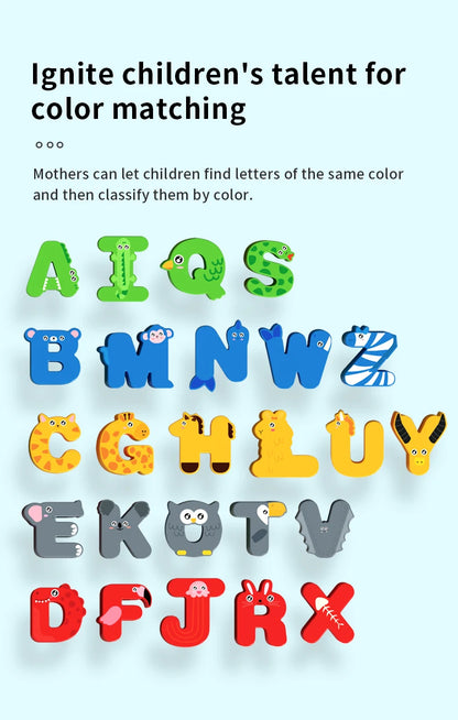 3D Colorful Alphabet Number Puzzle Montessori Wooden Puzzles Matching Games Early Education Toys Mathematics Shape Cognition