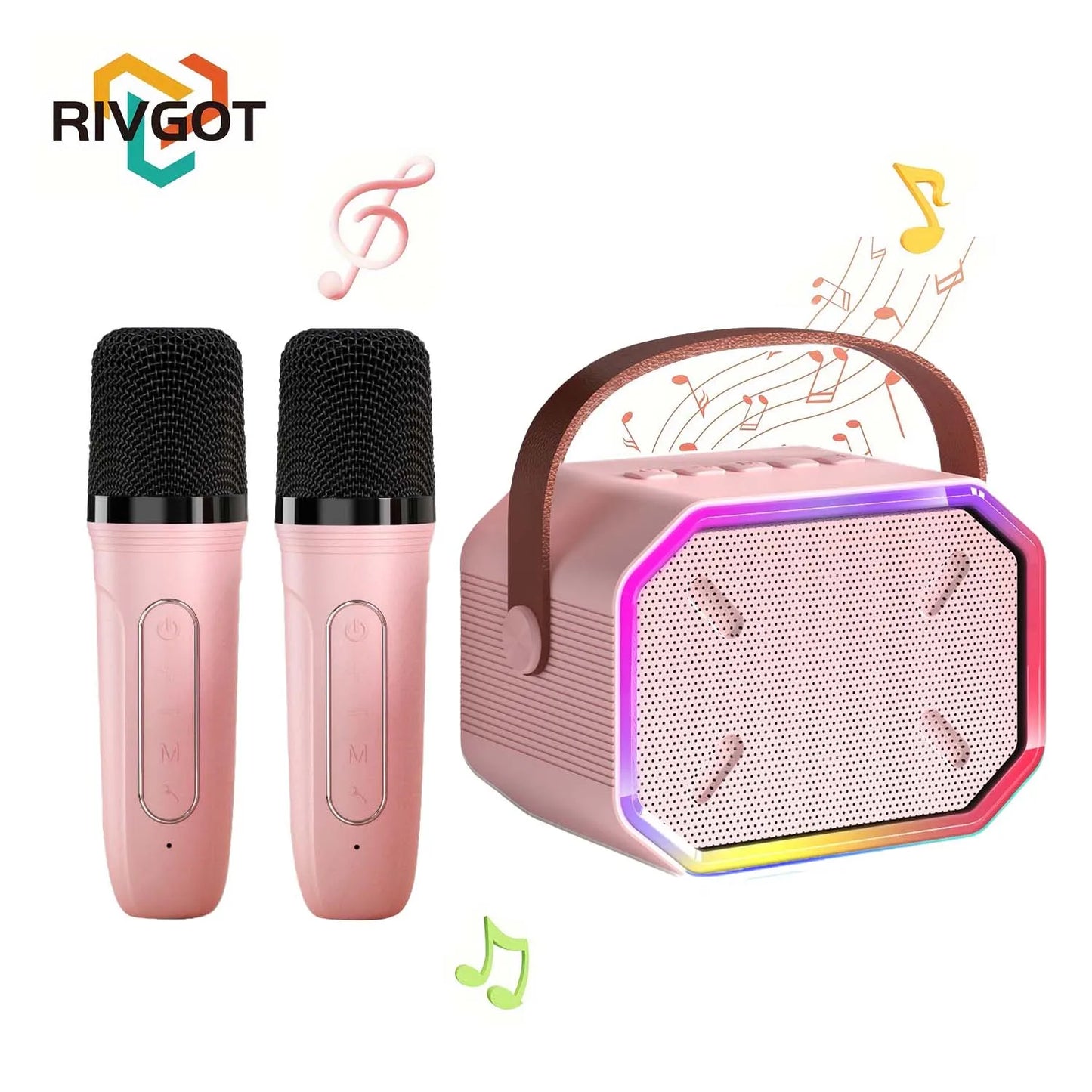 Mini Karaoke Machine for Kids Portable Karaoke Machine Bluetooth Wireless Microphones LDE Light Toys Gifts for Girls Boys