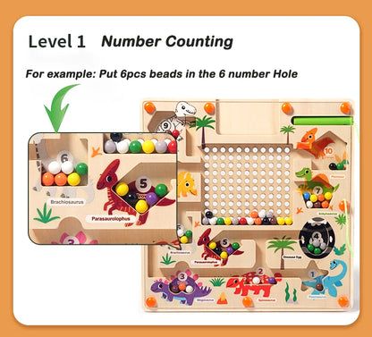 Magnetic Color and Number Maze Montessori Dinosaur Counting Matching Learning Puzzle Board Toddler Fine Motor Skills Travel Toys