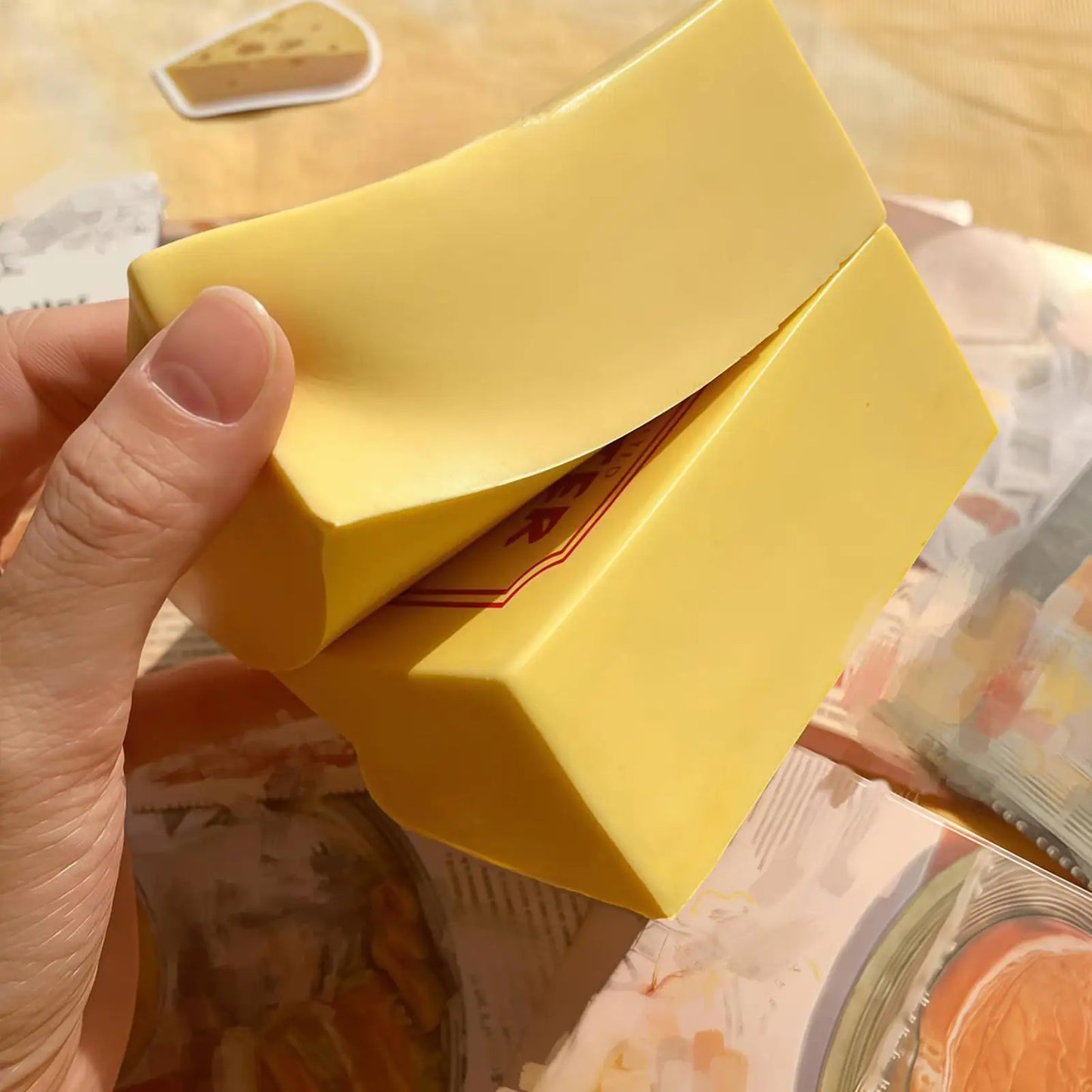 Squishy Simulated Butter Block Squeeze Toy Soft Stress Relief Slow Rising Sensory Fidget Toy Gifts for Anxiety ADHD Autism Kids