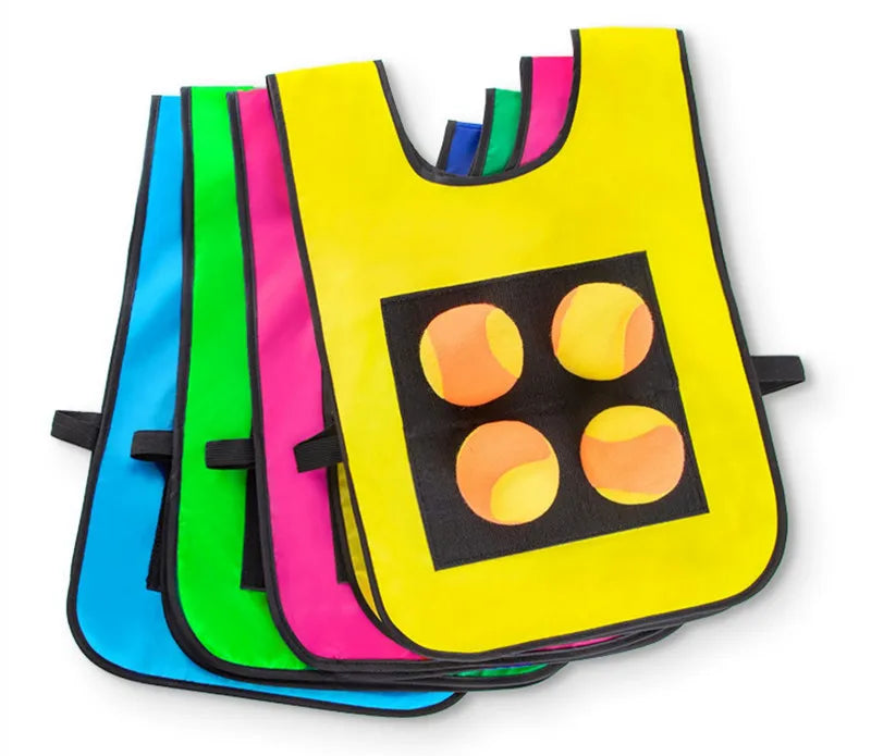 4pcs Children Dodgeball Game Vest Sticky Ball Dart Board Target Sport Game Toy Outdoor Parent-Child Interaction Playground Games