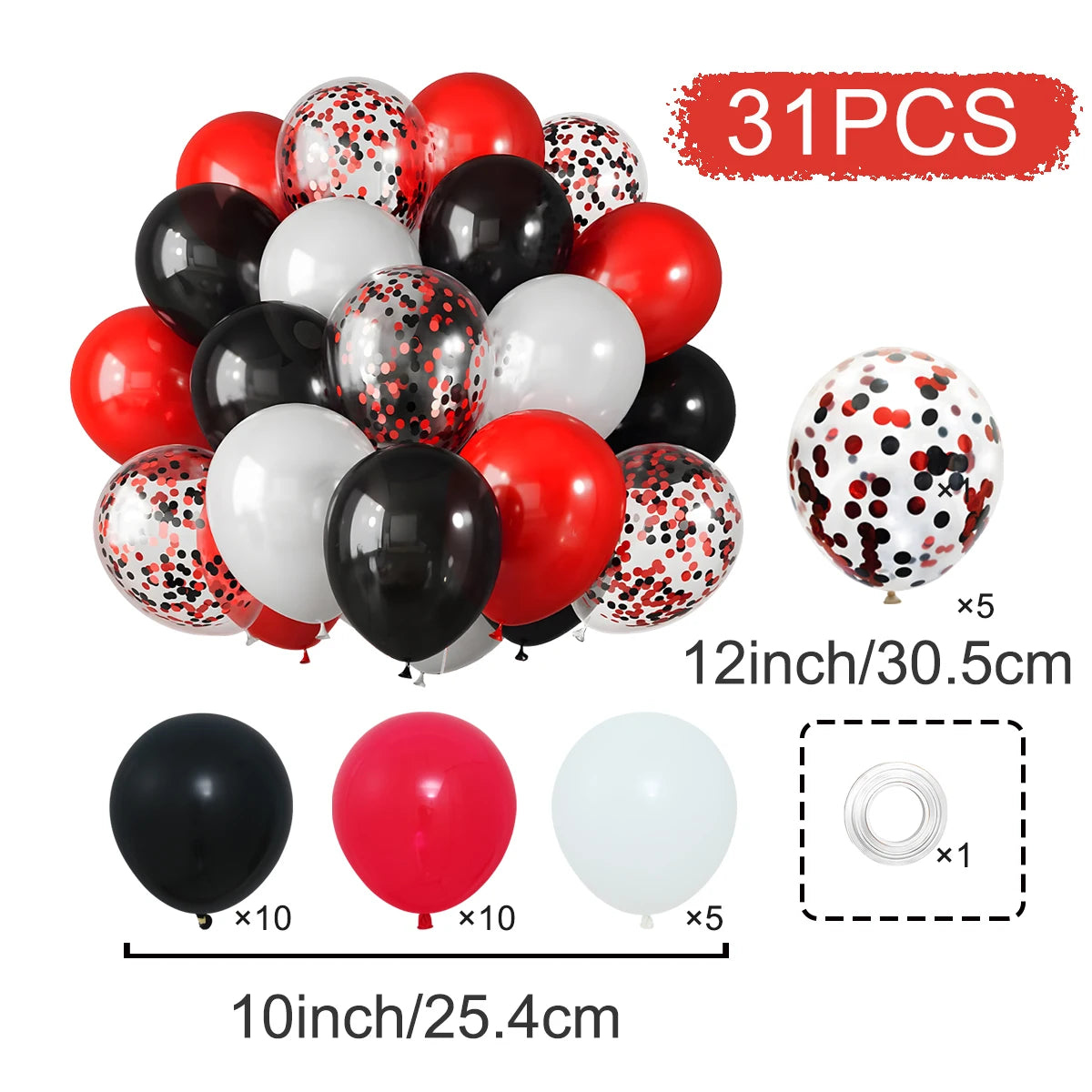 31/36/37/51/101Pcs Metallic Balloons Pearl Latex Balloon Gold Confetti Balloons for Birthday Weddings Baby Shower Party Decor