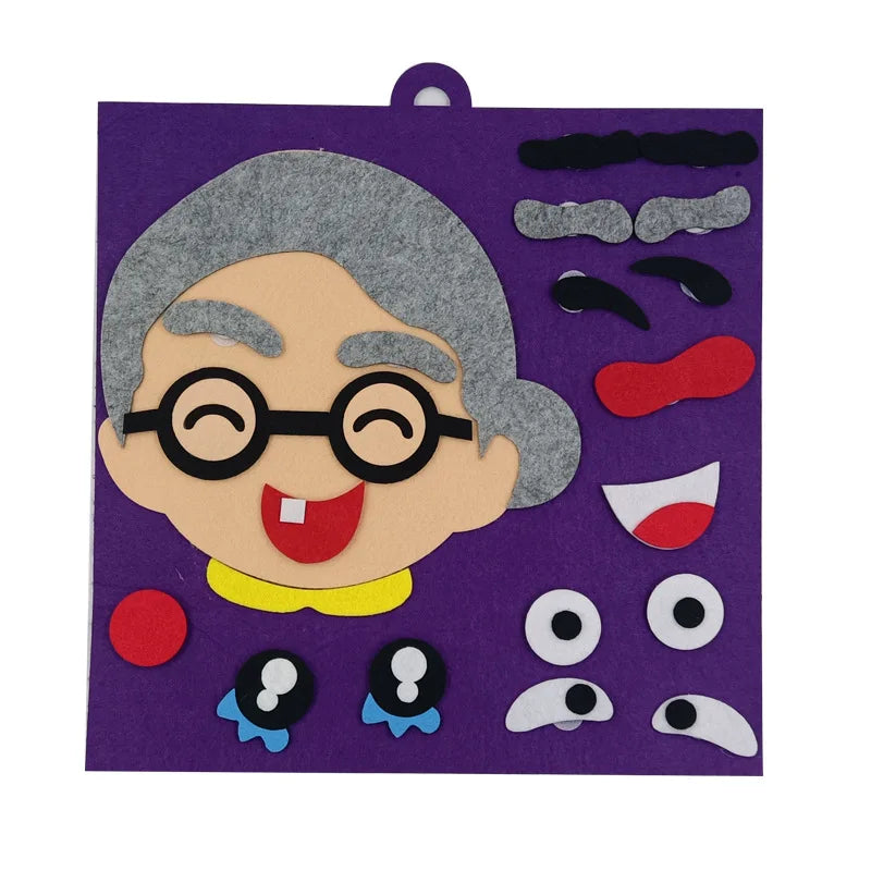 Puzzle Felt Non-woven Fabric Early Childhood Education for Children Manual DIY Cognitive Facial Expression Stickers TMZ