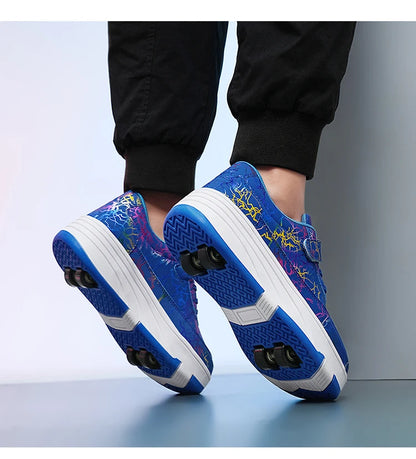 4 Wheel Dual-Use Roller Skates With Detachable Wheels,Sneakers, Boys And Girls Shoes With Wheels,Speed Skate