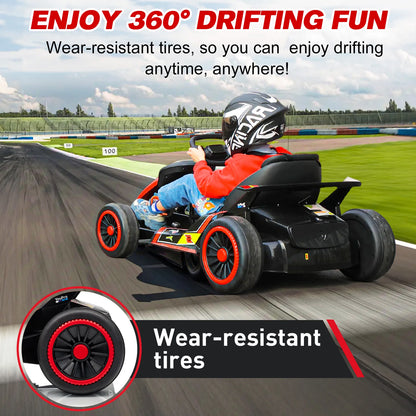 MUKIDY 24V Electric Go Kart,Drift Cart for 6+ Kids Gifts,Battery Powered Outdoor Ride on Toy Car Kids Go Kart with Safety Belt