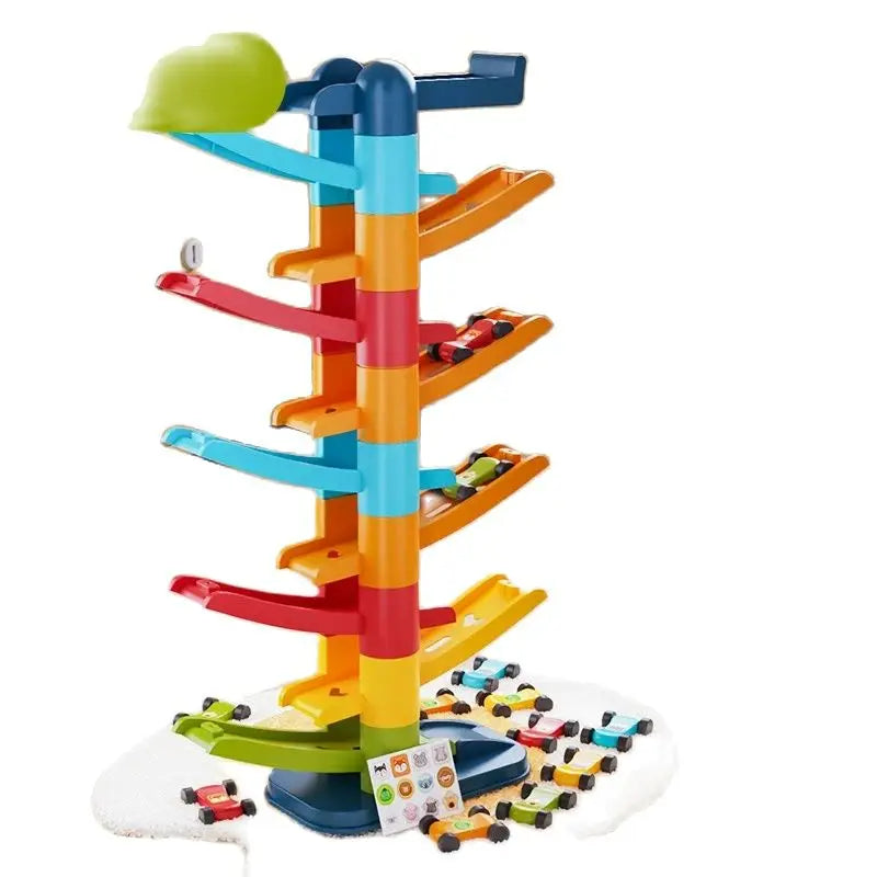 Children's Games Gliding Track Car 2 to 5 Years Inertia Toy Multi Layer Cartoon Puzzle Slide Car Roller Coaster Racing Toys