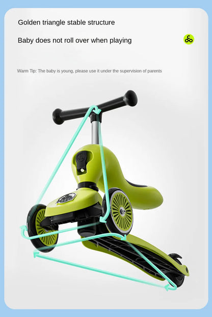 Baby stroller 3 wheels Multifunctional fenced seated scooter suitable for 2-12 years old baby bicycle Lightweight foldable