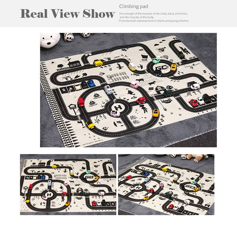 130*100CM Road Map Carpet For Kids Parking Lot Roadmap 83*58CM City Traffic Map of Road Carpet Traffic Signs Baby Play Mat Toys