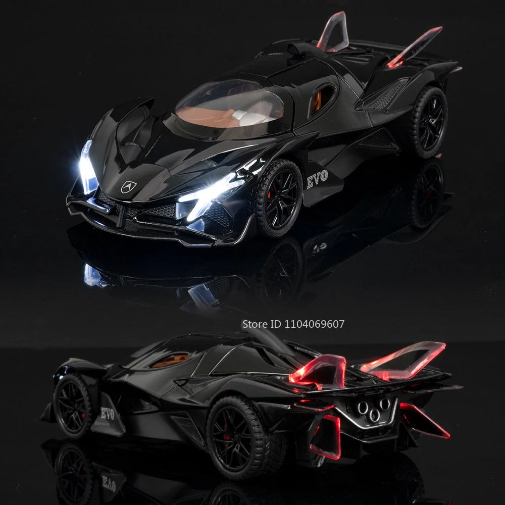 1:32 Scale Apollo EVO Car Toy Models Alloy Diecast Sports Cars Pull Back Sound Light 2 Doors Opened Racing Vehicles Gift for Kid