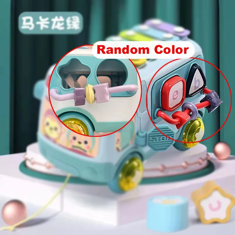 Montessori Educational Toys Baby Musical Bus Toys Educational Musical Learning Toddler for Baby Toddler Activity Bus Toys