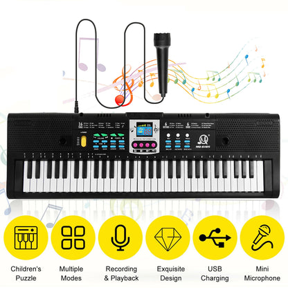 61 Keys Digital Music Electronic Keyboard Kids Multifunctional Electric Piano for Piano Student with Microphone Function 2024