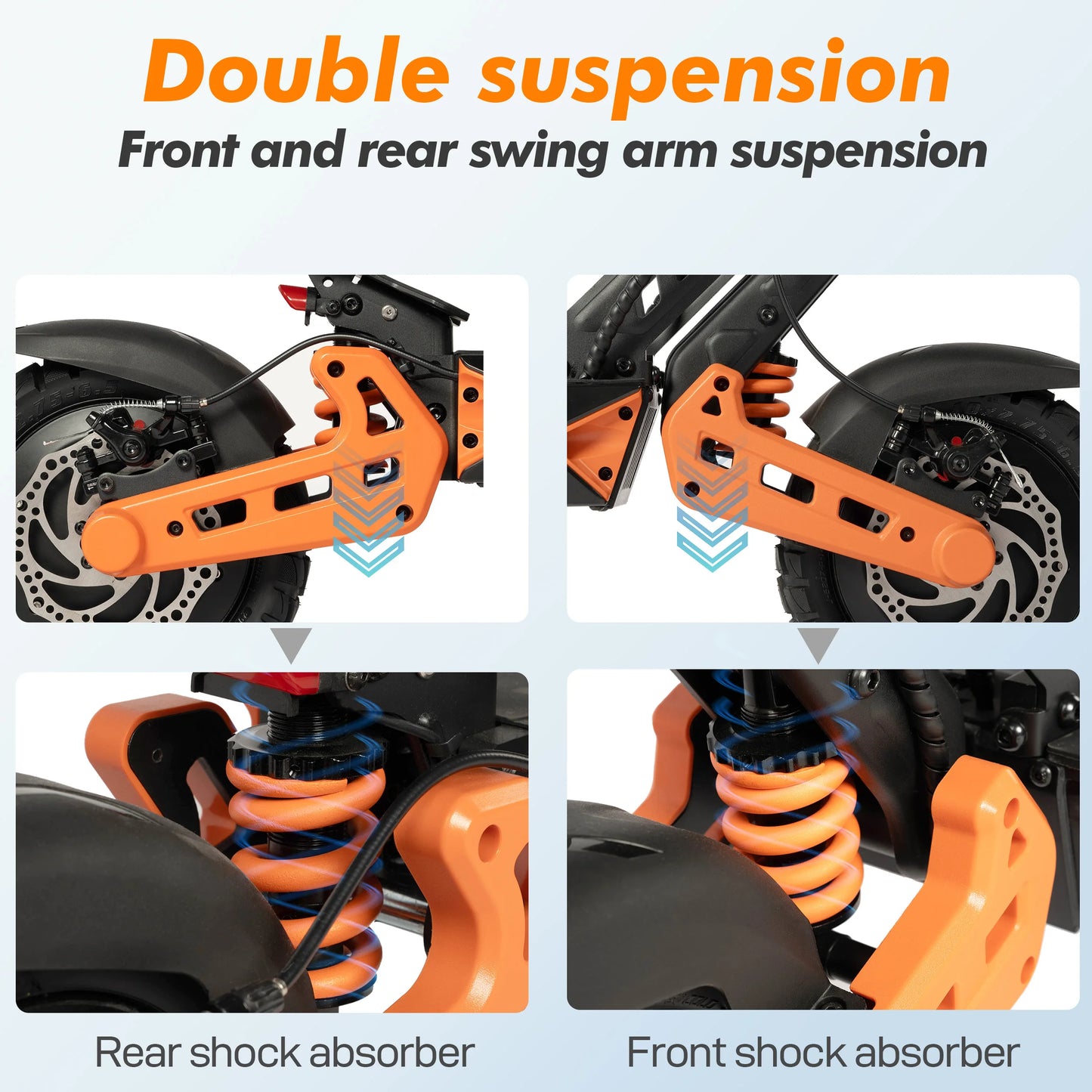 vankel E-Scooter 1600W Dual Motor 48V20Ah Battery Foldable Electric Scooter 10 inch Off-road Tire Double Suspension Escooters