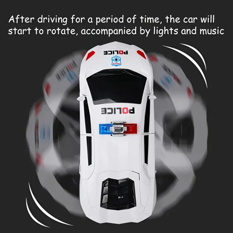 360° Rotating Police Car Toy with Sound & Light Electric Automatic Openable Doors Educational Vehicle Toy for Kids Children