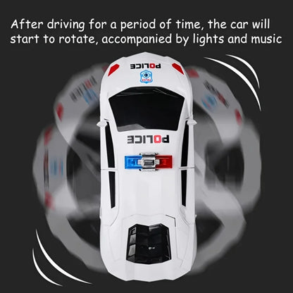 360° Rotating Police Car Toy with Sound & Light Electric Automatic Openable Doors Educational Vehicle Toy for Kids Children