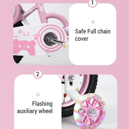 Kids Bike 12-20in Bicycle with Training Wheels Basket Protective Net Fash Wheel Children Bicycle for Girls Ages 3-13 Years
