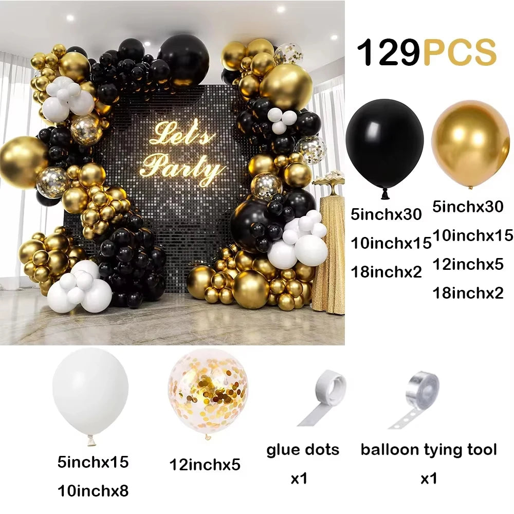 Black Chrome Silver Balloons Arch Garland Kit Wedding Bridal Shower Decor Birthday Party Baby Shower Graduation Party Decoration