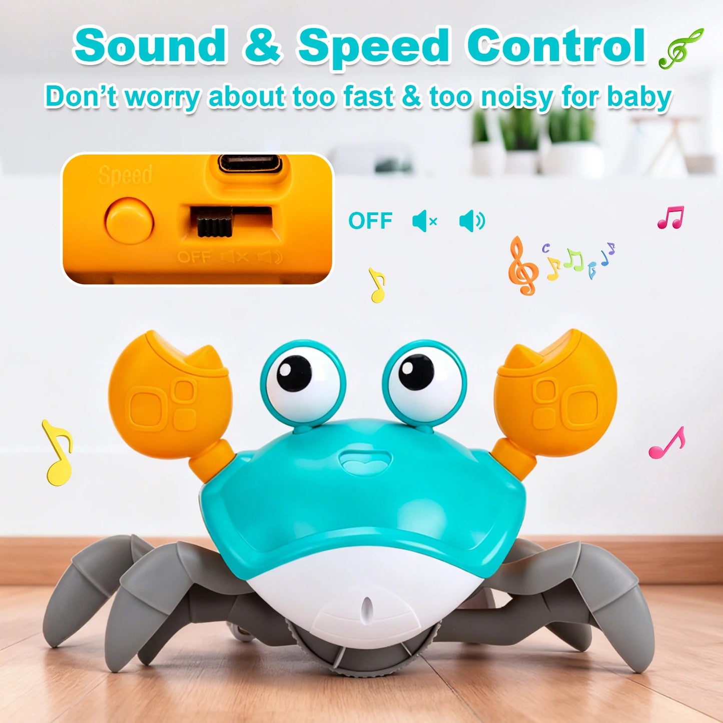 Dancing Crab Run Away Toys Baby Crawling Escape Crabs Toys Kids Electronic Toys USB Charging Interactive Toddler Tummy Time Toys