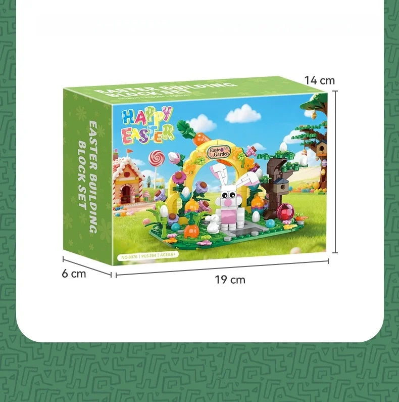 MOC Rabbit Easter Egg Easter Garden Animal Building Blocks Set Easter Bunny Carrots Toy For Kid's Birthday Holiday Easter Gifts