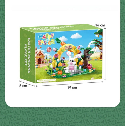 MOC Rabbit Easter Egg Easter Garden Animal Building Blocks Set Easter Bunny Carrots Toy For Kid's Birthday Holiday Easter Gifts