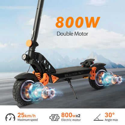 vankel E-Scooter 1600W Dual Motor 48V20Ah Battery Foldable Electric Scooter 10 inch Off-road Tire Double Suspension Escooters