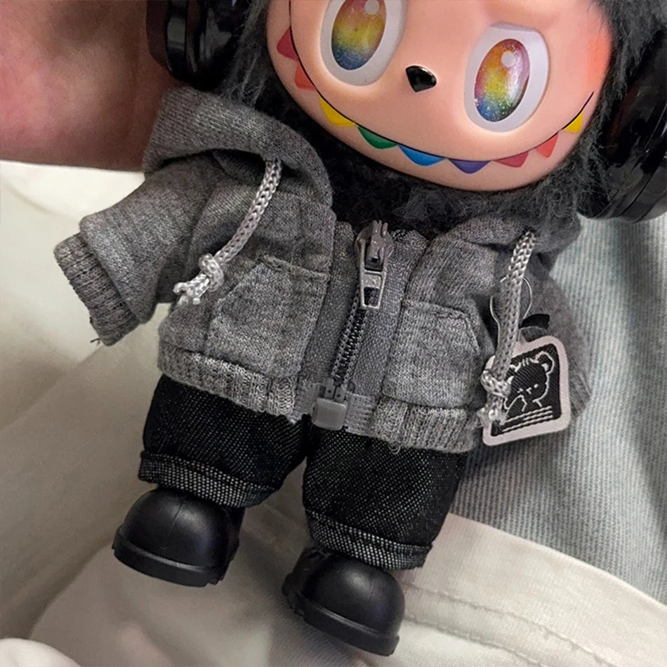 For labubu Big Into Energy Series Casual Hoodie Grey And Black Suit Fashion Sweatshirt Jacket Lovely Outfit Gifts