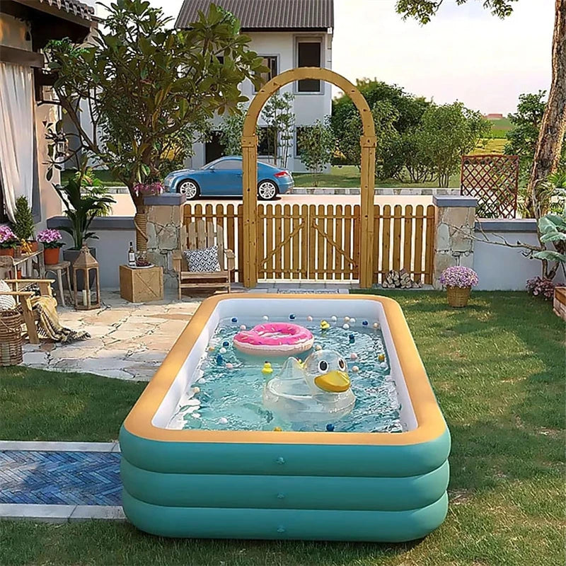 Inflatable Pool for Outdoor Water Parties Adult & Children's Swimming Pool, Rectangular Foldable Pool for Backyard Entertainment