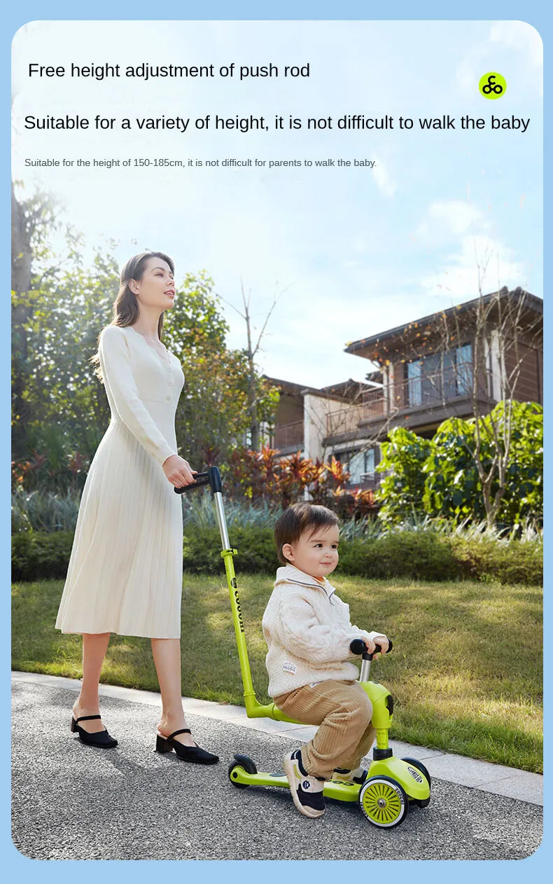Baby stroller 3 wheels Multifunctional fenced seated scooter suitable for 2-12 years old baby bicycle Lightweight foldable