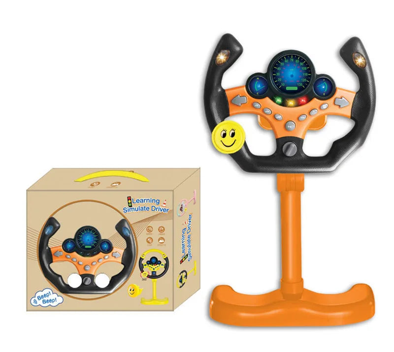 Electric Simulated Driving Steering Three-Dimensional Portable Wheel Copilot Toy Light And Sound Educational Children's Gifts