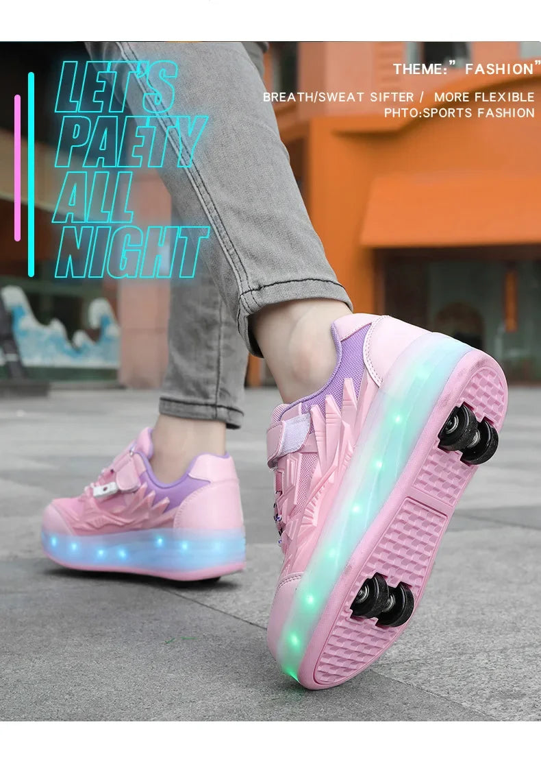 New Kids Roller Skates Boys Girls Inline Skates Four-Wheel Balance Wheels Walking Shoes Spring Outdoor Sports Entertainment