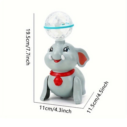 Elephant Floating Ball Toy,Drumming Elephant Blowing Ball with Light Music, Early Learning Educational Toy with Light & Sound
