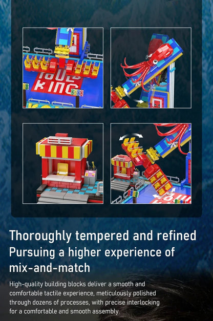 MOULD KING  Amusement Park Toys Motorized Spinning Ride,Water Slide,Flying Swing Ride,Shark Pirate Ship Building Blocks Bricks