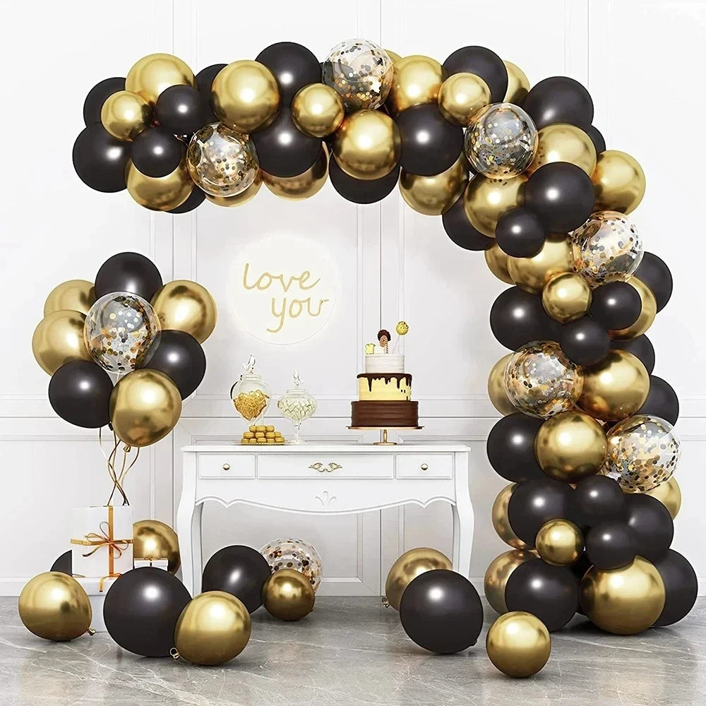 Black Chrome Silver Balloons Arch Garland Kit Wedding Bridal Shower Decor Birthday Party Baby Shower Graduation Party Decoration