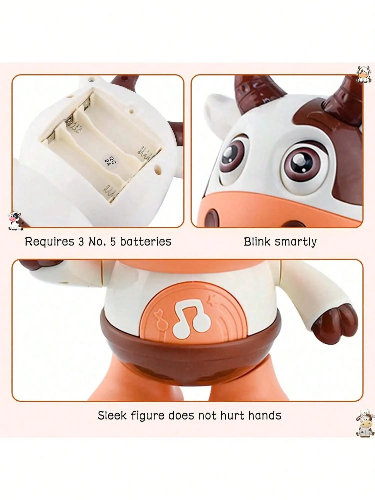 Baby Dancing Cow Toy - Electric Music Plush Cow with Funny Songs and Moves, Baby Interactive Baby Toys, Cute Toddler Christmas G