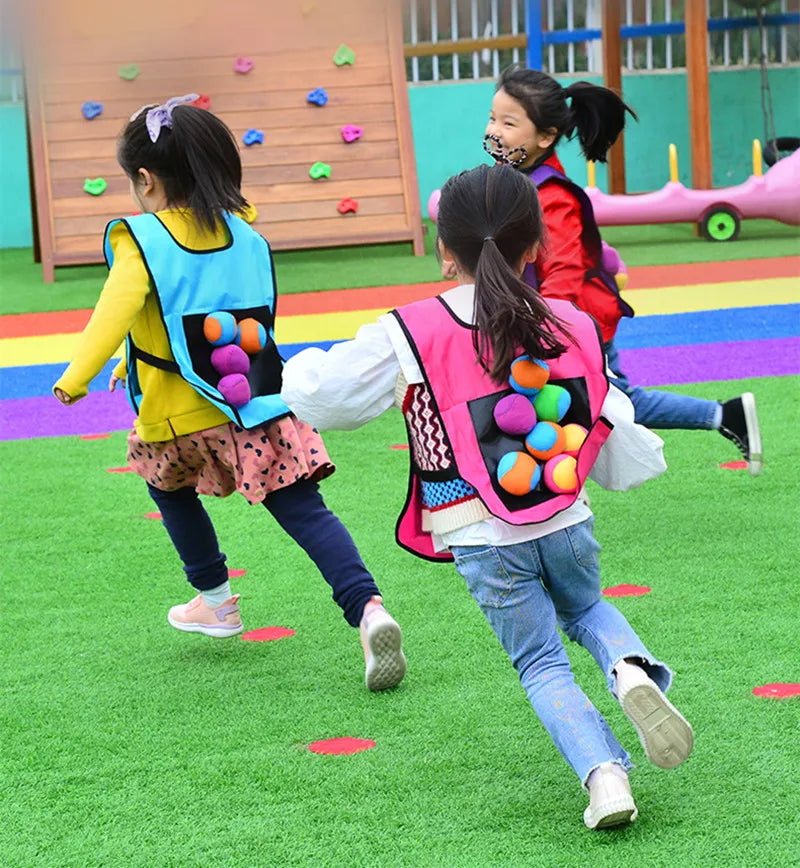 4pcs Children Dodgeball Game Vest Sticky Ball Dart Board Target Sport Game Toy Outdoor Parent-Child Interaction Playground Games