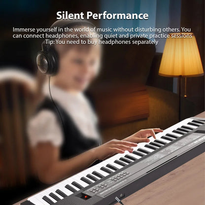 BIGFUN 61 Key Electronic Keyboard Piano Dual Speaker 8 Tone 5 Rhythm 5 Drums Percussion 6 Demo Musical Instrument with Mic