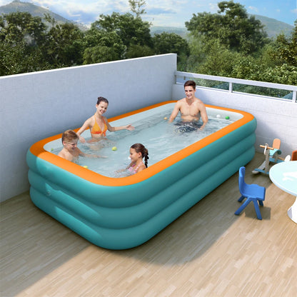 Inflatable Pool for Outdoor Water Parties Adult & Children's Swimming Pool, Rectangular Foldable Pool for Backyard Entertainment