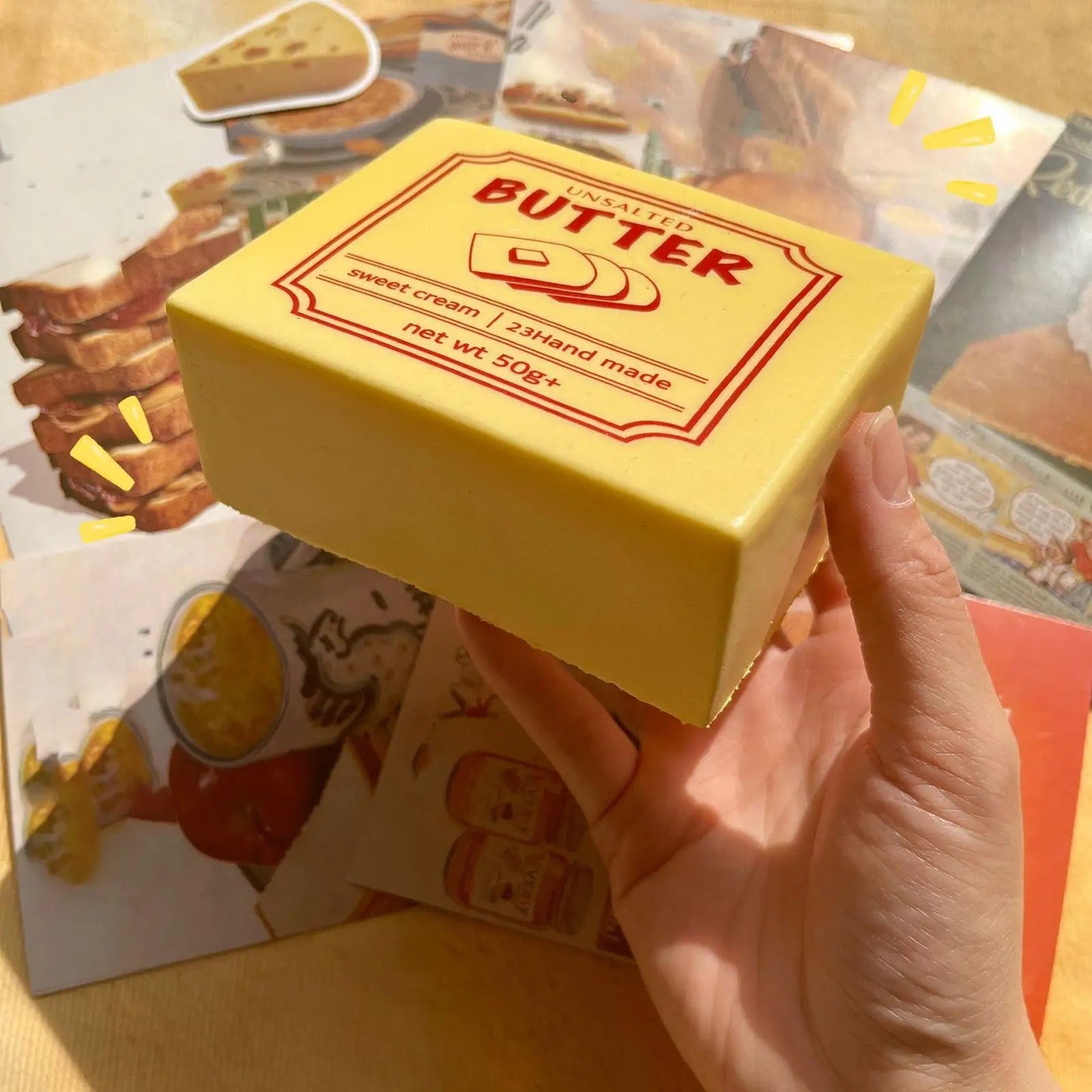 Squishy Simulated Butter Block Squeeze Toy Soft Stress Relief Slow Rising Sensory Fidget Toy Gifts for Anxiety ADHD Autism Kids