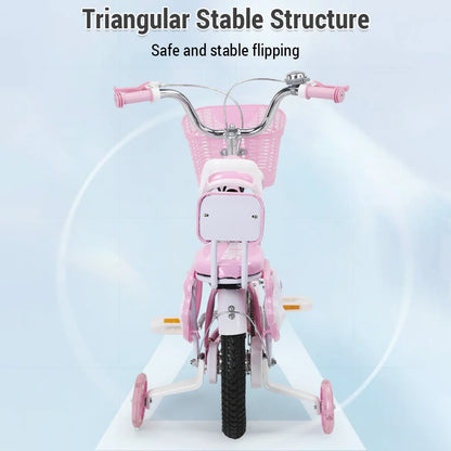 Kids Bike 12-20in Bicycle with Training Wheels Basket Protective Net Fash Wheel Children Bicycle for Girls Ages 3-13 Years