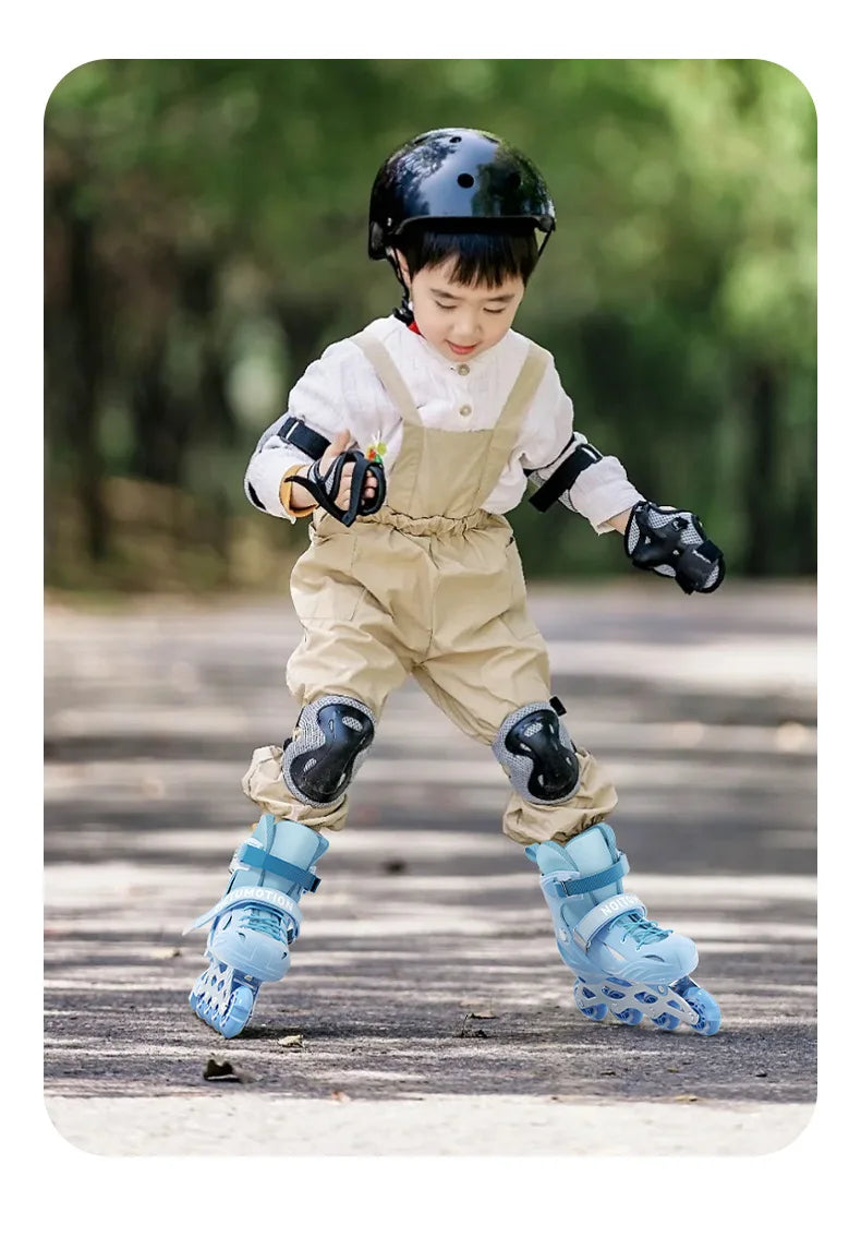 Kids Inline Skates for Beginners Adjustable Roller Blades for Boys Girls Age 6-12 Entry Level Professional Outdoor Skating Shoes