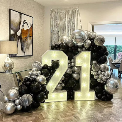 Black Chrome Silver Balloons Arch Garland Kit Wedding Bridal Shower Decor Birthday Party Baby Shower Graduation Party Decoration