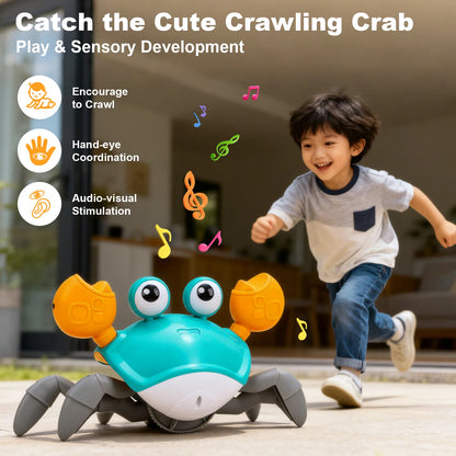 Dancing Crab Run Away Toys Baby Crawling Escape Crabs Toys Kids Electronic Toys USB Charging Interactive Toddler Tummy Time Toys