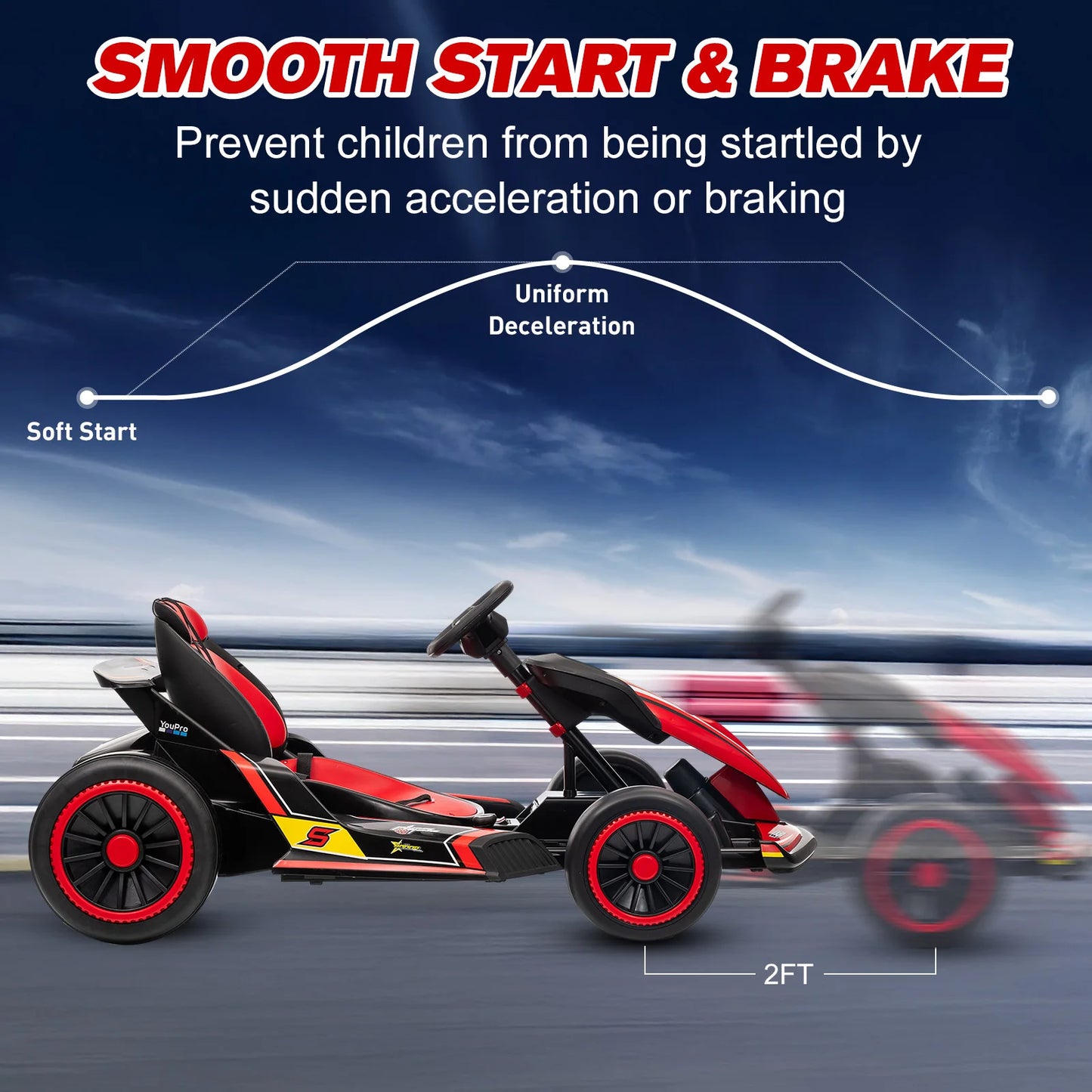 MUKIDY 24V Electric Go Kart,Drift Cart for 6+ Kids Gifts,Battery Powered Outdoor Ride on Toy Car Kids Go Kart with Safety Belt