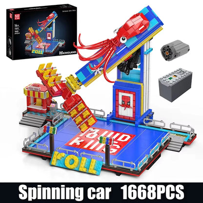 MOULD KING  Amusement Park Toys Motorized Spinning Ride,Water Slide,Flying Swing Ride,Shark Pirate Ship Building Blocks Bricks