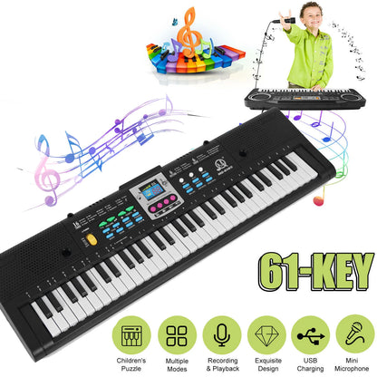 61 Keys Digital Music Electronic Keyboard Kids Multifunctional Electric Piano for Piano Student with Microphone Function 2024