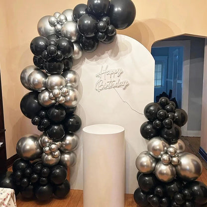 Black Chrome Silver Balloons Arch Garland Kit Wedding Bridal Shower Decor Birthday Party Baby Shower Graduation Party Decoration