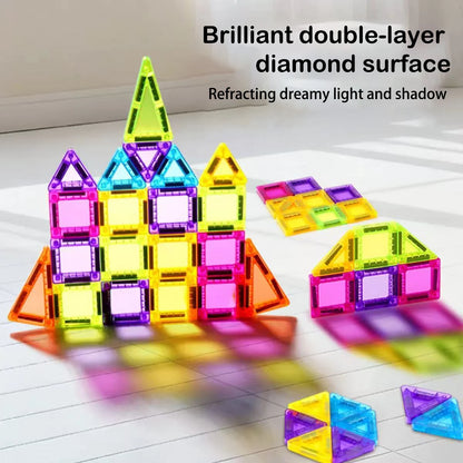 Mini Magnetic Tile Color Window Block Magnetic Block Portable Assembly Pocket Travel Bag Children'S Puzzle Toy