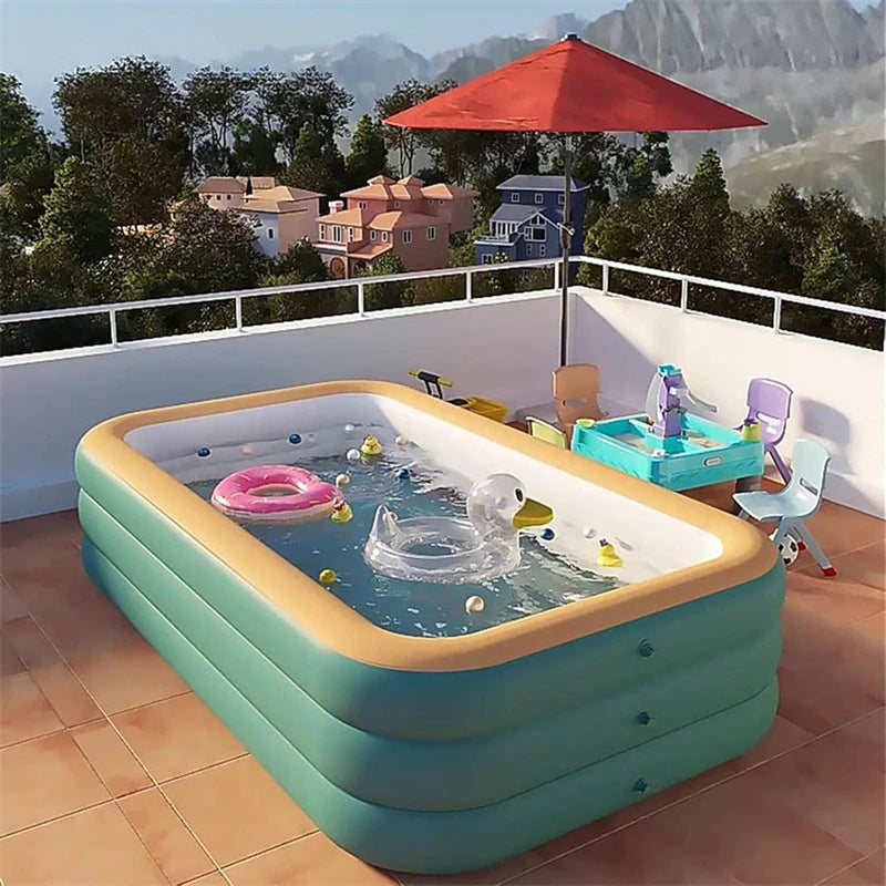 Inflatable Pool for Outdoor Water Parties Adult & Children's Swimming Pool, Rectangular Foldable Pool for Backyard Entertainment