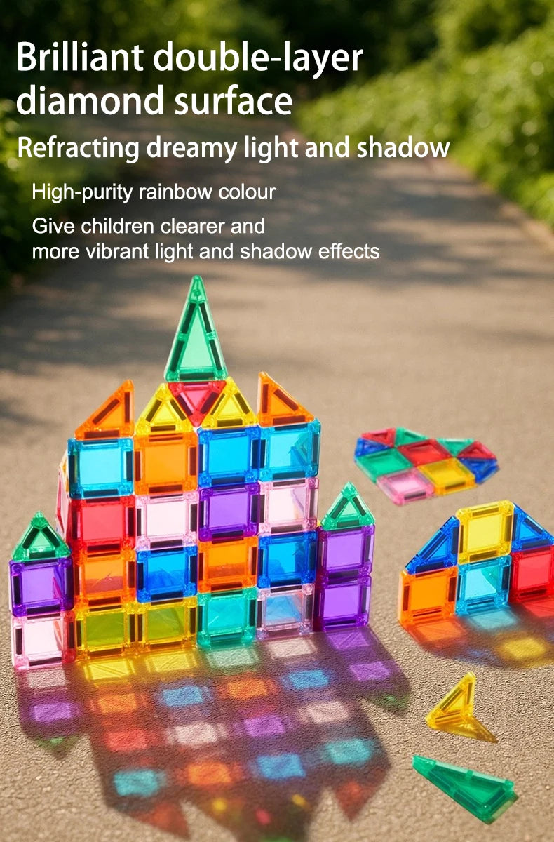 Mini Magnetic Tile Color Window Block Magnetic Block Portable Assembly Pocket Travel Bag Children'S Puzzle Toy