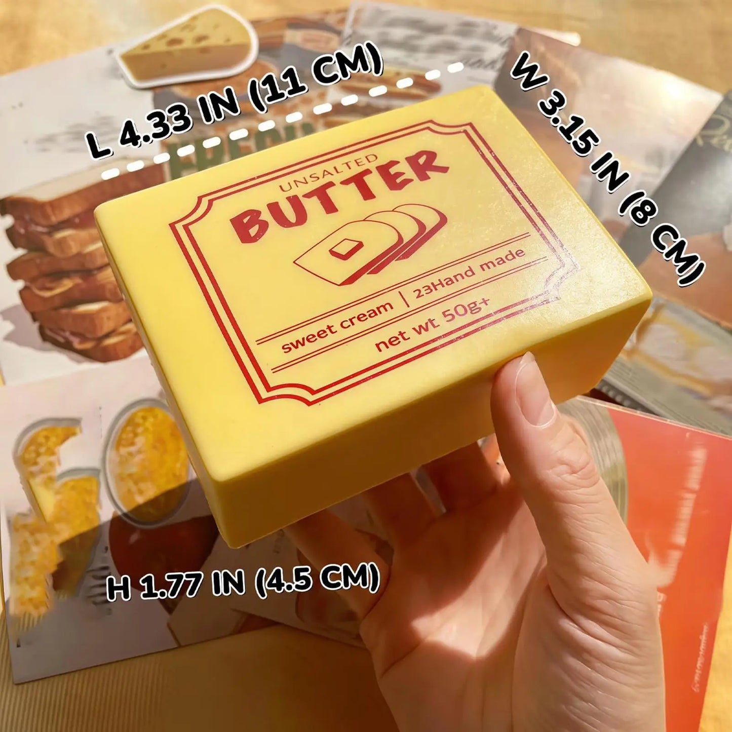 Squishy Simulated Butter Block Squeeze Toy Soft Stress Relief Slow Rising Sensory Fidget Toy Gifts for Anxiety ADHD Autism Kids