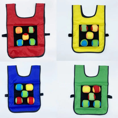 4pcs Children Dodgeball Game Vest Sticky Ball Dart Board Target Sport Game Toy Outdoor Parent-Child Interaction Playground Games